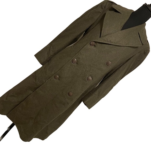 Vtg USMC Overcoat Man's Wool Kersey‎ Green 36S - Picture 2 of 12